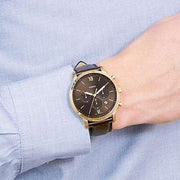 Fossil Neutra Chronograph Brown Dial Brown Leather Strap Watch for Men - FS5763