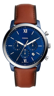 Fossil Neutra Chronograph Blue Dial Brown Leather Strap Watch for Men - FS5791