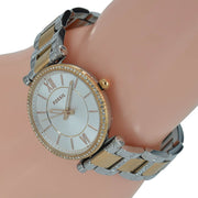 Fossil Carlie Silver Dial Two Tone Steel Strap Watch for Women - ES4342