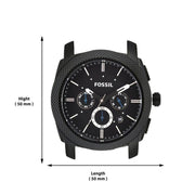 Fossil Machine Chronograph Black Dial Black Silicone Strap Watch for Men - FS4487