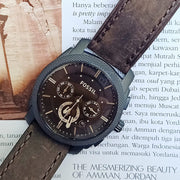Fossil Machine Flight Chronograph Brown Dial Brown Leather Strap Watch for Men - FS4656