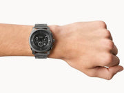 Fossil Machine Chronograph Black Dial Grey Steel Strap Watch for Men - FS4662