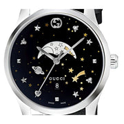 Gucci G-Timeless Moonphase Black Dial Black Leather Strap Watch For Men - YA126327