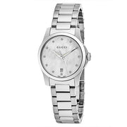 Gucci G Timeless Diamonds Mother of Pearl Dial Silver Steel Strap Watch For Women - YA126542