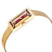 Gucci G-Frame Mother of Pearl Dial Yellow Gold Mesh Bracelet Watch For Women - YA147410