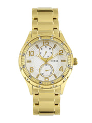 Guess Siren Diamonds Silver Dial Gold Steel Strap Watch for Women - W0442L2