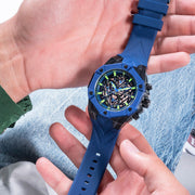 Guess Formula Multifunction Blue Dial Blue Silicone Strap Watch For Men - GW0579G3