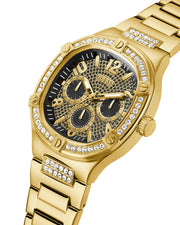 Guess Duke Glitz Crystals Gold Dial Gold Steel Strap Watch For Men - GW0576G2
