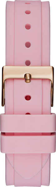 Guess Solstice Diamonds White Dial Pink Rubber Strap Watch For Women - GW0113L4