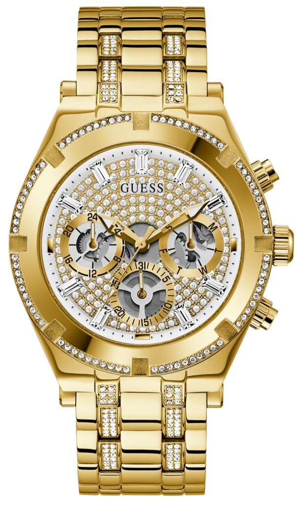 Guess Continental Diamonds Gold Dial Gold Steel Strap Watch for Men - GW0261G2
