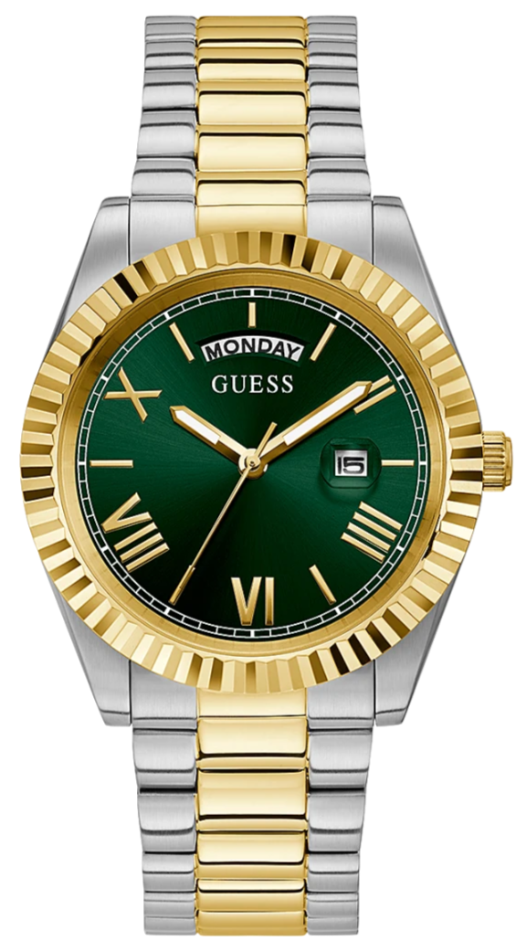 Guess Connoisseur Green Dial Two Tone Steel Strap Watch for Men - GW0265G8