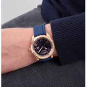 Guess Connoisseur Blue Dial Blue Silicone Strap Watch For Men - GW0335G2