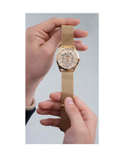 Guess Tailor Multifunction Gold Dial Gold Mesh Bracelet Watch for Men - GW0368G2