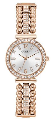 Guess Gala Diamonds Silver Dial Gold Steel Strap Watch for Women - GW0401L3