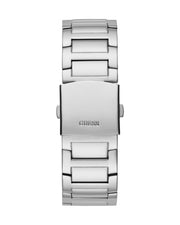 Guess King Quartz Silver Dial Silver Steel Strap Watch For Men - GW0497G1