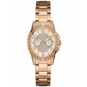 Guess Sassy Quartz White Dial Rose Gold Steel Strap Watch For Women - W0705L3