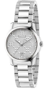 Gucci G Timeless Quartz Silver Dial Silver Steel Strap Watch For Women - YA126551