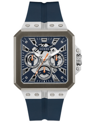 Guess Leo Chronograph Navy Blue Dial Blue Silicone Strap Watch For Men - GW0637G1