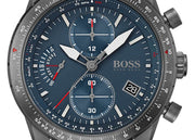 Hugo Boss Pilot Edition Chronograph Blue Dial Brown Leather Strap Watch for Men - 1513852