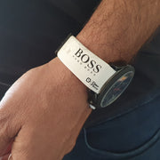 Hugo Boss Velocity Chronograph Black Dial White Rubber Strap Watch for Men - 1513718