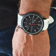 Hugo Boss Velocity Chronograph Black Dial White Rubber Strap Watch for Men - 1513718