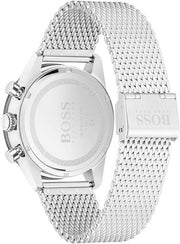 Hugo Boss Pilot Edition Chronograph Black Dial Silver Mesh Bracelet Watch for Men - 1513886