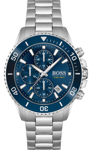 Hugo Boss Admiral Chronograph Blue Dial Silver Steel Strap Watch for Men - 1513907