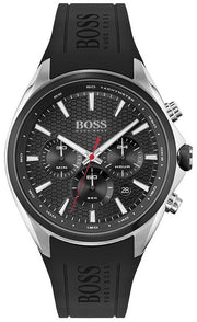 Hugo Boss Distinct Chronograph Black Dial Black Rubber Strap Watch for Men - 1513855