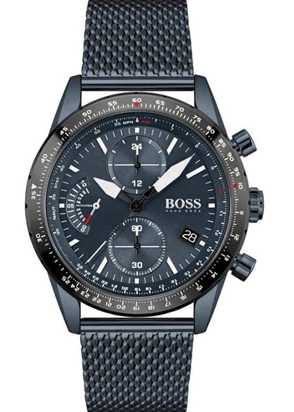Hugo Boss Pilot Edition Chronograph Blue Dial Blue Mesh Bracelet Watch for Men - 1513887