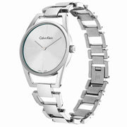 Calvin Klein Dainty Silver Dial Silver Steel Strap Watch for Women - K7L23146