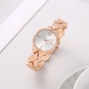 Calvin Klein Snake Silver Dial Rose Gold Steel Strap Watch For Women - K6E23646