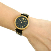 Versace V-Twist Black Dial Black Leather Strap Watch for Women - VELS00619