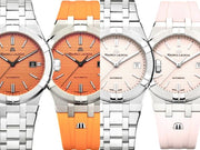 Maurice Lacroix Aikon Limited Edition Automatic Date Orange Dial Silver Steel Strap Watch For Men - AI6008-SS00F-530-1