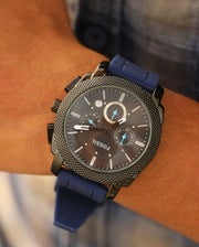 Fossil Machine Chronograph Black Dial Black Leather Strap Watch for Men - FS5361