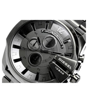 Diesel Mega Chief Chronograph Grey Dial Grey Steel Strap Watch for Men - DZ4282