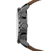 Fossil Nate Chronograph Grey Dial Brown Leather Strap Watch for Men - JR1424