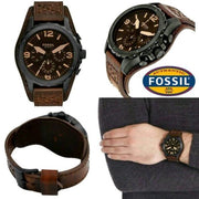 Fossil Nate Chronograph Brown Dial Brown Leather Strap Watch for Men - JR1511