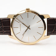 Calvin Klein City White Dial Brown Leather Strap Watch for Men - K2G21629