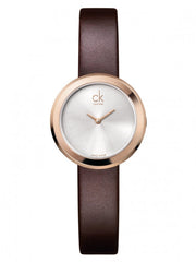 Calvin Klein Firm White Dial Brown Leather Strap Watch for Women - K3N236G6