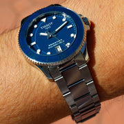 Tissot Seastar 1000 Lady Blue Dial Silver Steel Strap Watch For Women - T120.210.11.041.00