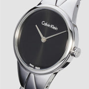 Calvin Klein Snake Black Dial Silver Steel Strap Watch For Women - K6E23141