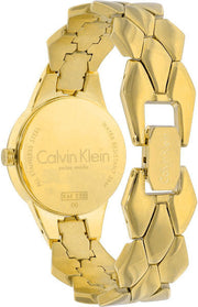Calvin Klein Snake Silver Dial Yellow Gold Steel Strap Watch For Women - K6E23546