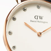 Daniel Wellington Classic Sheffield White Dial Black Leather Strap Watch For Women - DW00100076