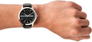 Armani Exchange Hampton Chronograph Black Dial Black Leather Strap Watch For Men - AX2101