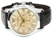 Emporio Armani Valente Chronograph Brown Dial Brown Leather Strap Watch For Men - AR1785