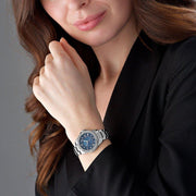 Bulova Marine Star Blue Dial Silver Steel Strap Watch for Women - 96R215