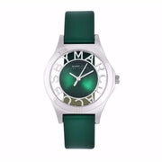 Marc Jacobs Henry Skeleton Green Dial Green Leather Strap Watch for Women - MBM1336