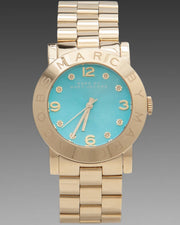 Marc Jacobs Amy Blue Dial Gold Steel Strap Watch for Women - MBM3220