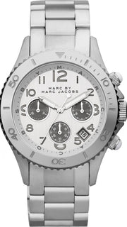 Marc Jacobs Marc Chronograph Silver Dial Silver Steel Strap Watch for Men - MBM3155
