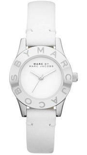Marc Jacobs Mini Blade White Dial White Leather Strap Watch for Women - MBM1206